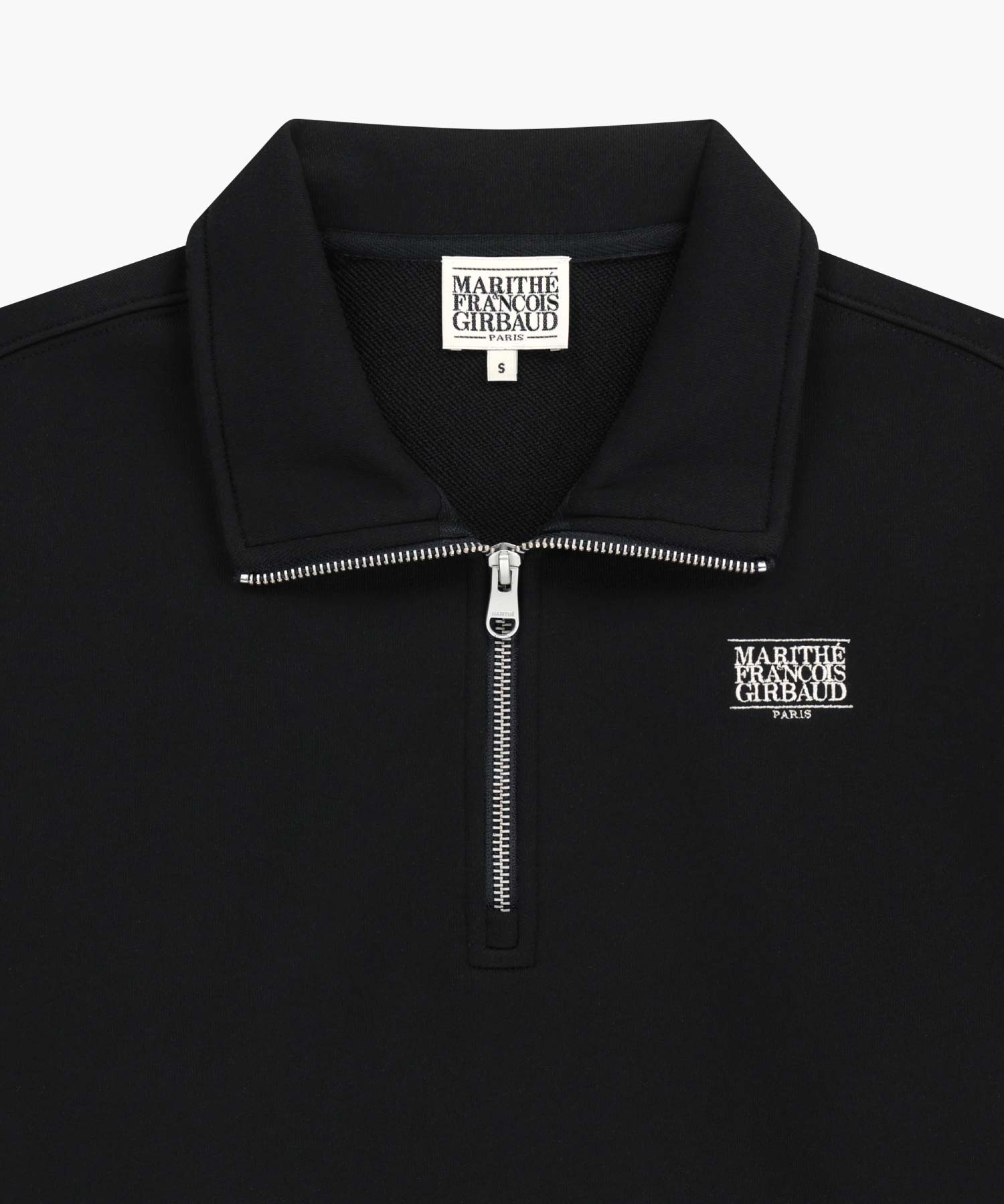 Marithe & Francois Girbaud - Small Classic Logo Half Zipup Crop Sweatshirt (Black) product image 8 | TRAB K-Fashion Australia