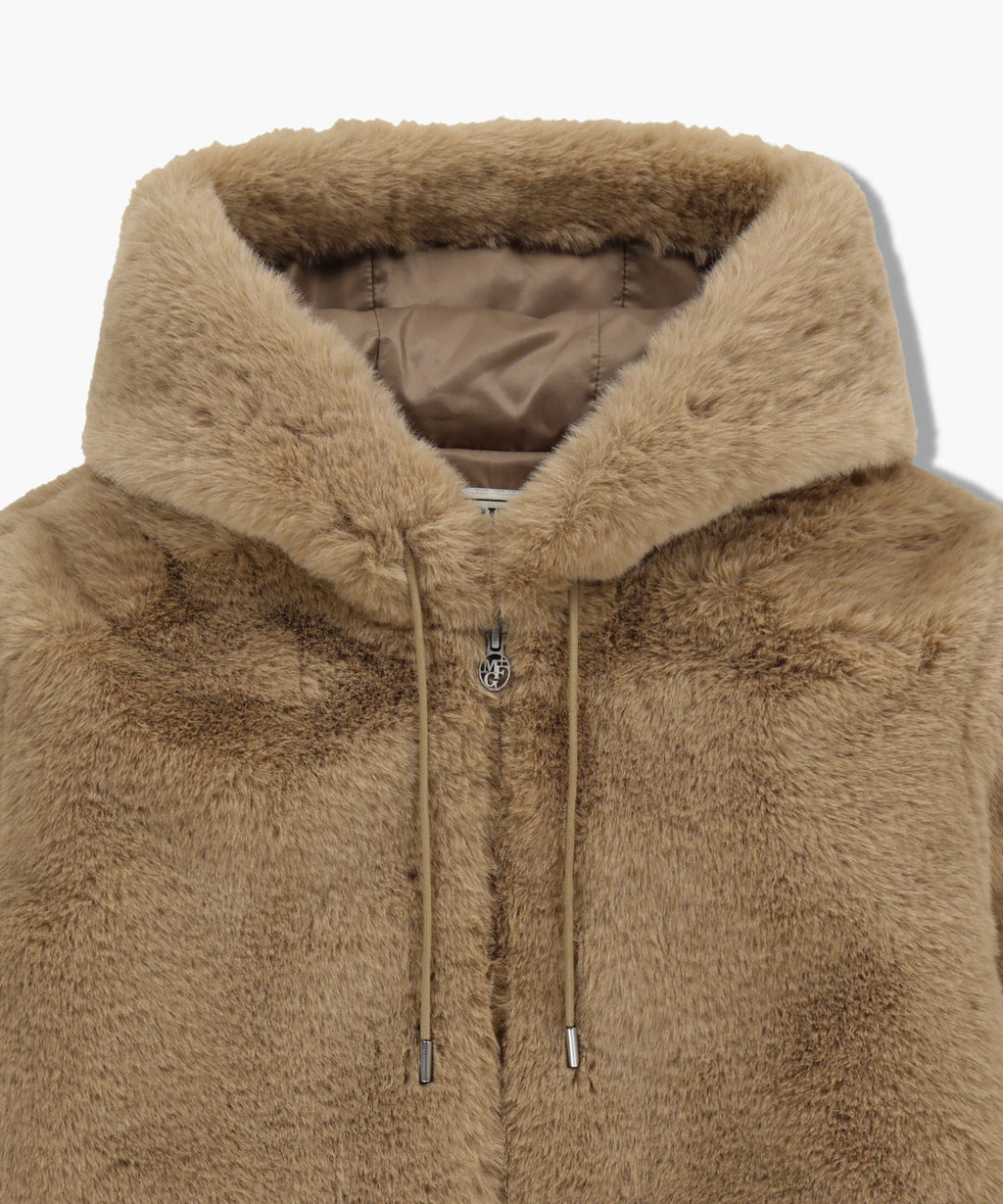 Marithe & Francois Girbaud - Hooded Faux Fur Jacket (Beige) product image 8 | TRAB K-Fashion Australia