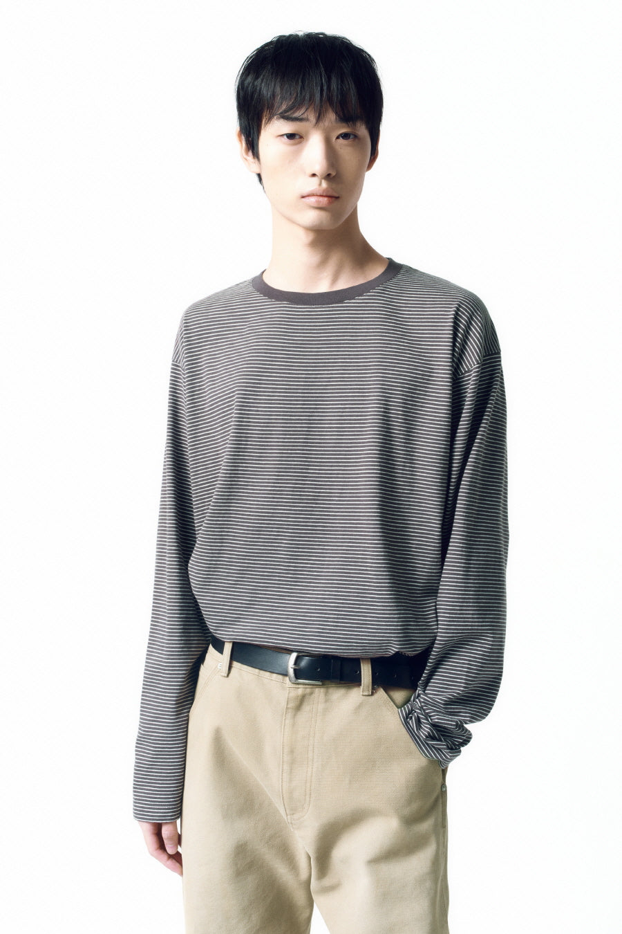 Insilence - Border Stripe Long Sleeve (Charcoal) product image 2 | TRAB K-Fashion Australia