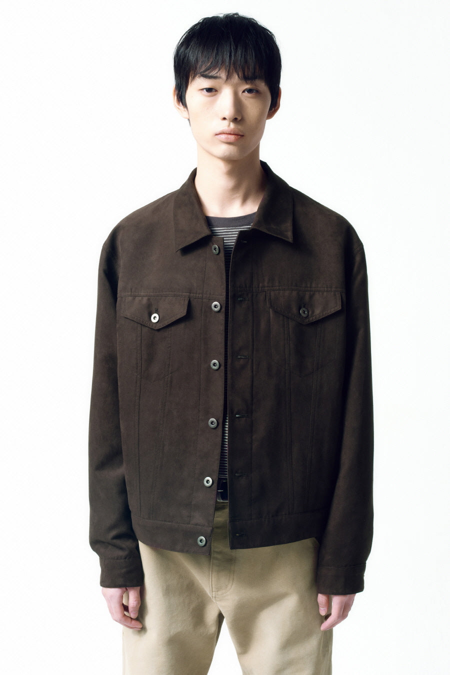 Insilence - Pou Suede Trucker Jacket (Brown) product image 5 | TRAB K-Fashion Australia