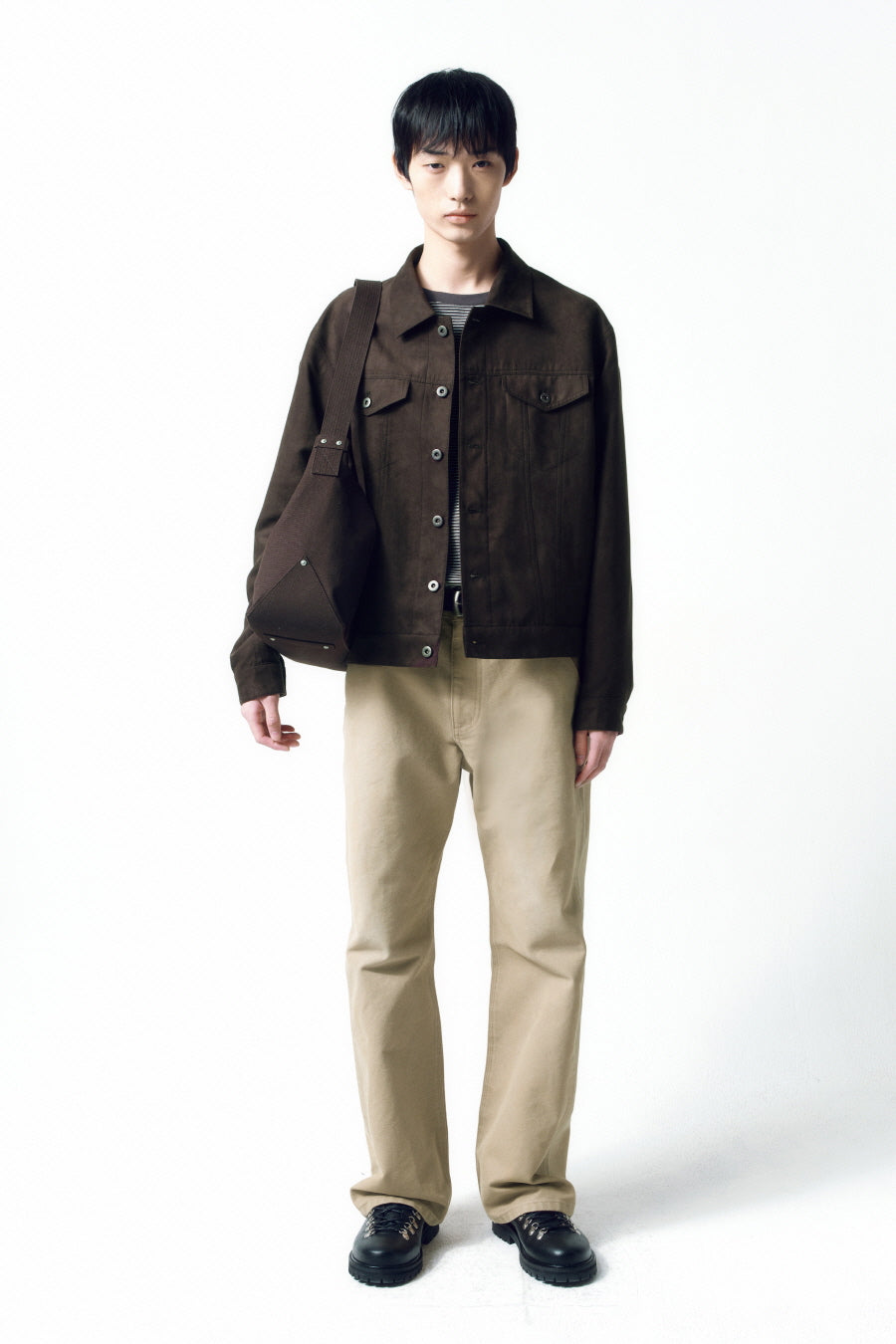 Insilence - Pou Suede Trucker Jacket (Brown) product image 1 | TRAB K-Fashion Australia