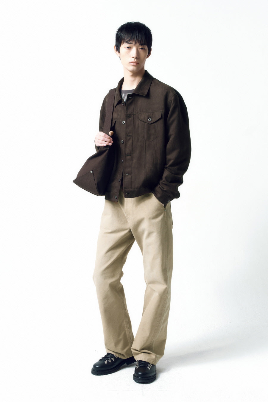 Insilence - Pou Suede Trucker Jacket (Brown) product image 6 | TRAB K-Fashion Australia