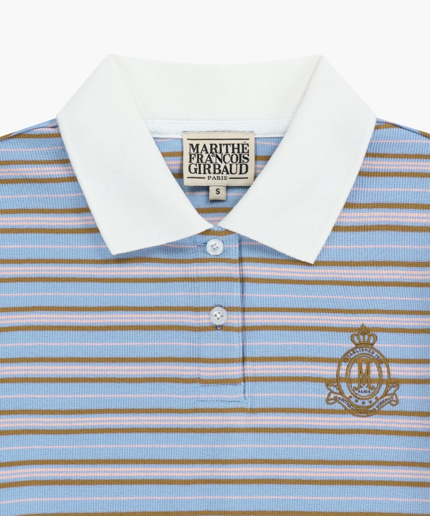 Marithe & Francois Girbaud - Stripe Slim Crop Collar Tee (Light Blue) product image 8 | TRAB K-Fashion Australia