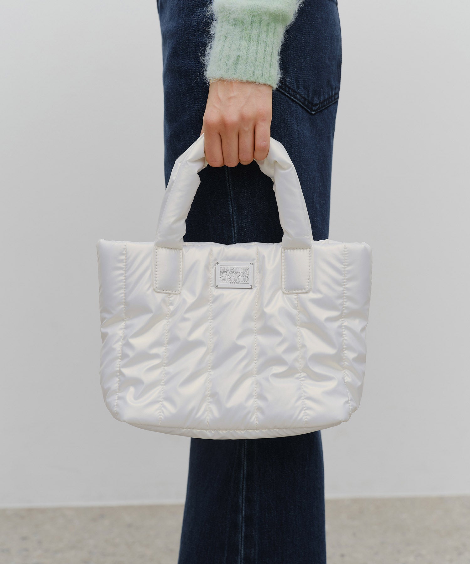 Marithe & Francois Girbaud - Classic Logo Matt Metallic Padding Bag (Ivory) product image 8 | TRAB K-Fashion Australia
