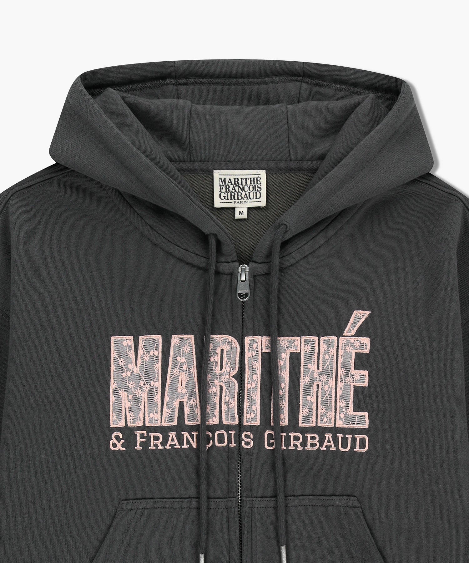 Marithe & Francois Girbaud - Lace Applique Crop Hoodie Zipup (Charcoal) product image 8 | TRAB K-Fashion Australia