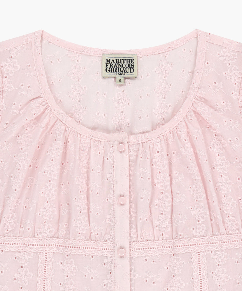 Marithe & Francois Girbaud - Puff Sleeve Lace Shirt (Light Pink) product image 8 | TRAB K-Fashion Australia