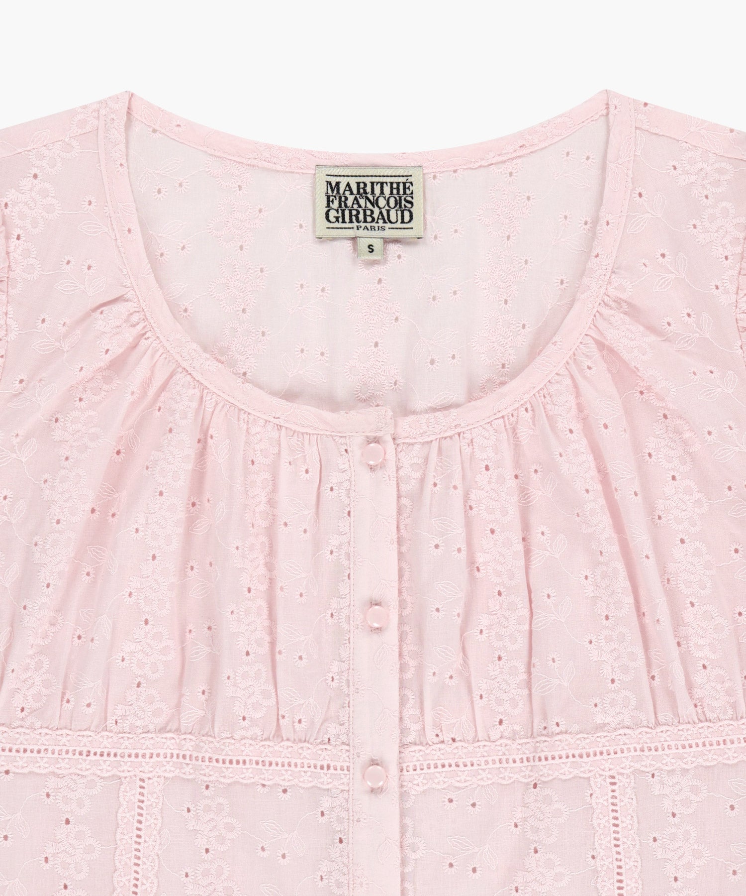 Marithe & Francois Girbaud - Puff Sleeve Lace Shirt (Light Pink) product image 8 | TRAB K-Fashion Australia