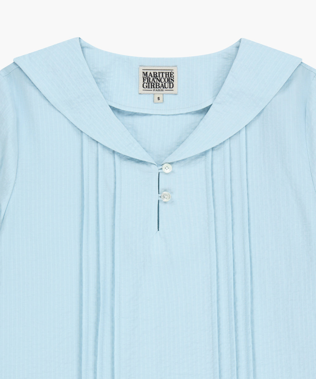 Marithe & Francois Girbaud - Pin Tuck Sailor Half Sleeve Shirt (Sky Blue) product image 8 | TRAB K-Fashion Australia