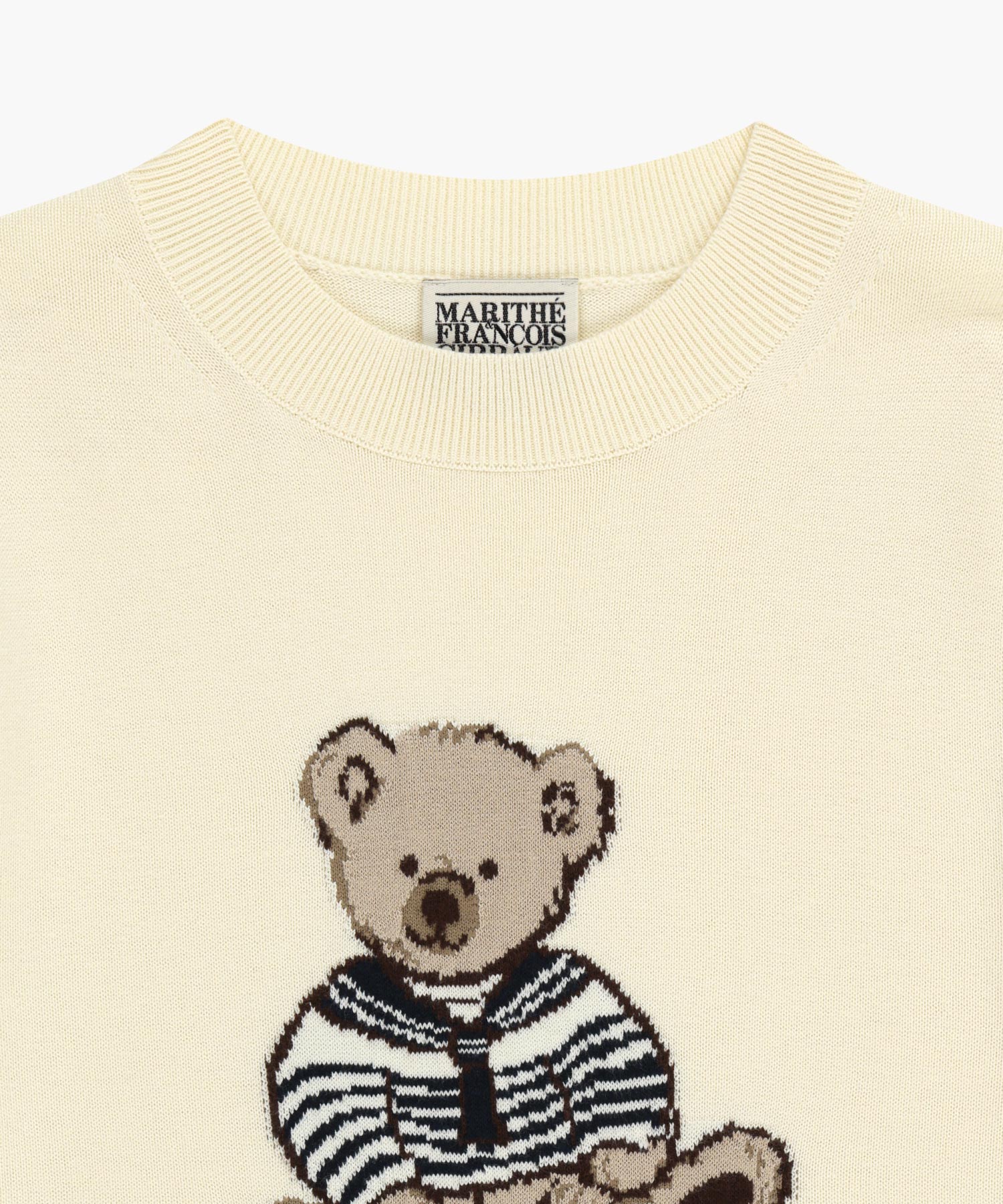 Marithe & Francois Girbaud - Doodle Bear Half Knit Pullover (Ivory) product image 8 | TRAB K-Fashion Australia