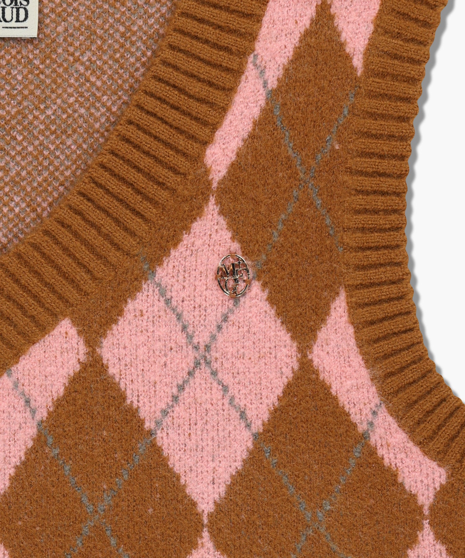 Marithe & Francois Girbaud - Argyle V-neck Knit Vest (Beige) product image 8 | TRAB K-Fashion Australia