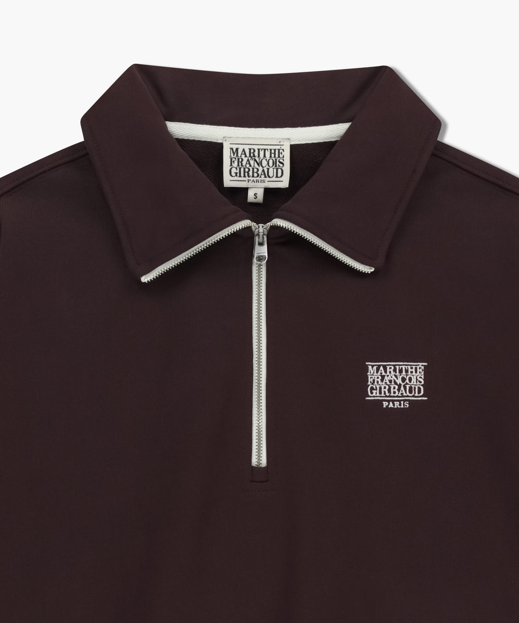 Marithe & Francois Girbaud - Classic Logo Half Zipup Crop Sweatshirt (Brown) product image 8 | TRAB K-Fashion Australia