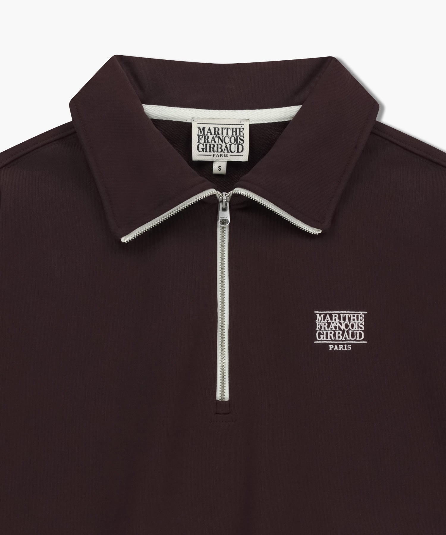 Marithe & Francois Girbaud - Classic Logo Half Zipup Crop Sweatshirt (Brown) product image 8 | TRAB K-Fashion Australia
