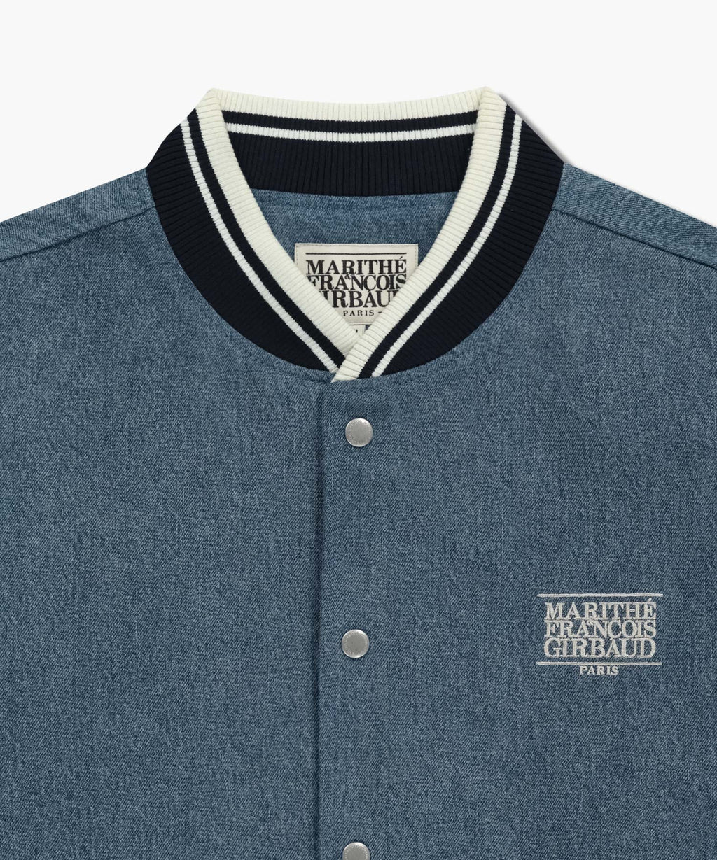 Marithe & Francois Girbaud - Classic Logo Embroidery Denim Varsity Jacket (Light Blue) product image 8 | TRAB K-Fashion Australia