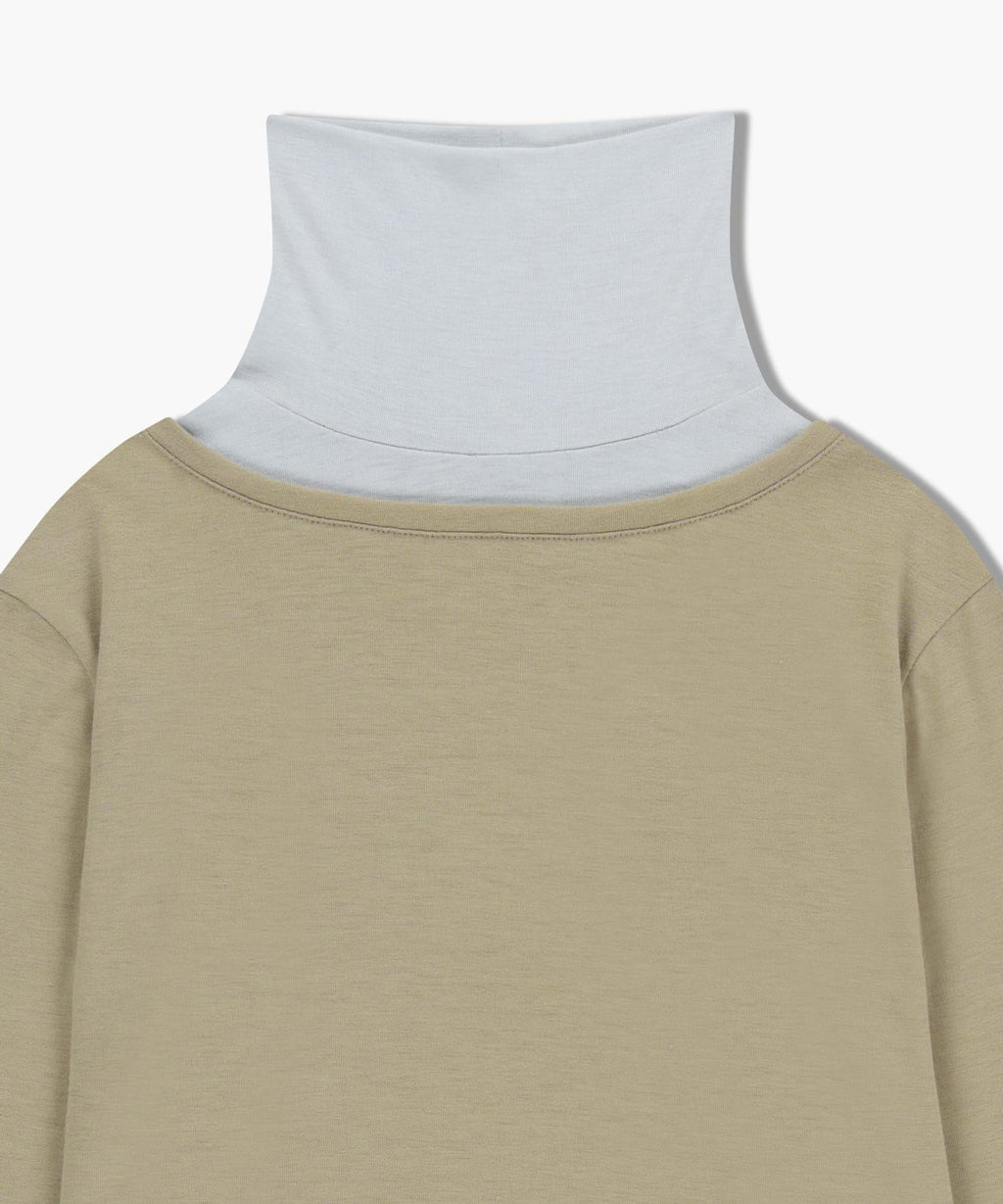 Marithe & Francois Girbaud - Layered Turtle Neck Long Sleeve (Light Brown) product image 8 | TRAB K-Fashion Australia