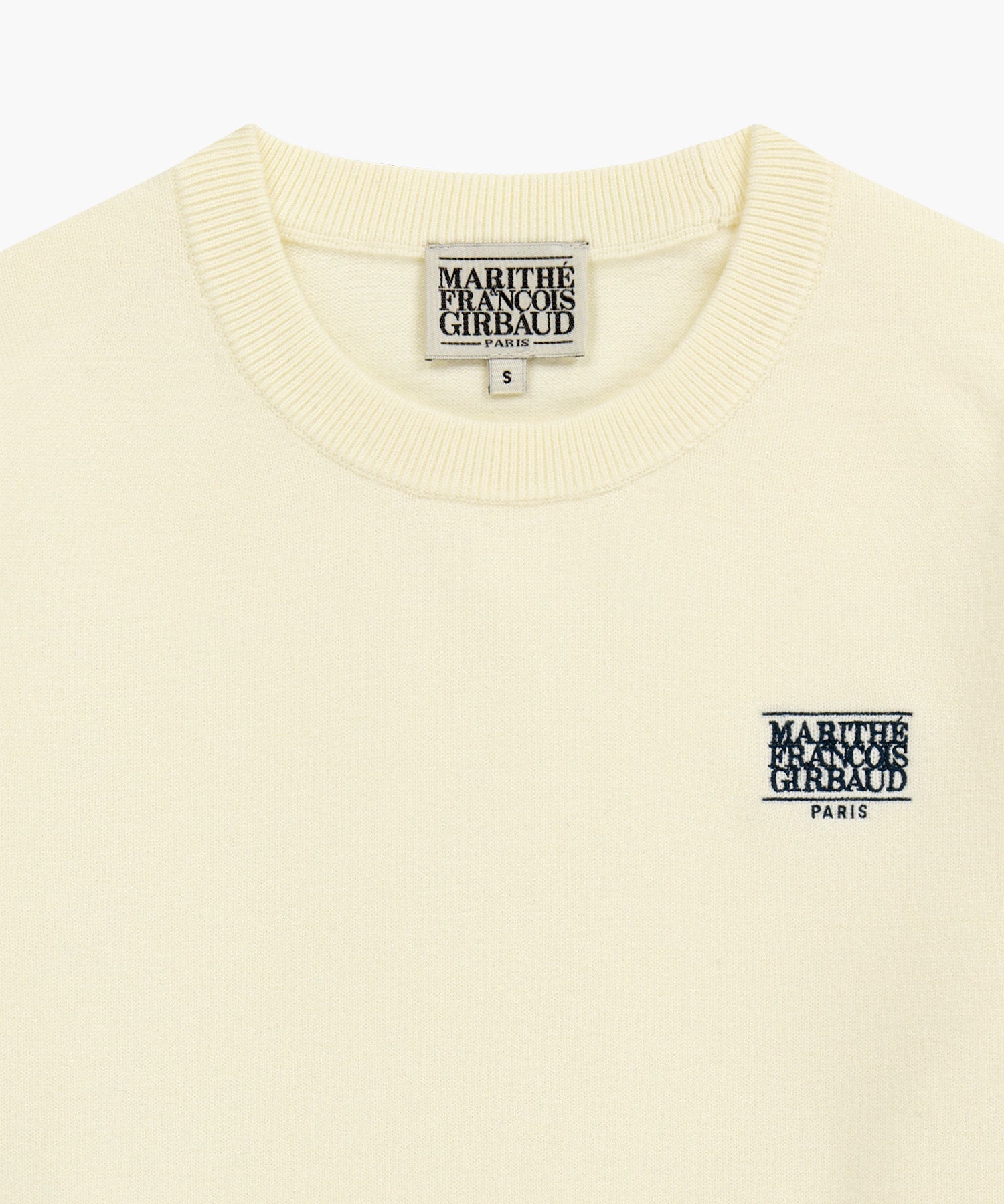 Marithe & Francois Girbaud - Small Classic Logo Crop Knit Pullover (Ivory) product image 10 | TRAB K-Fashion Australia