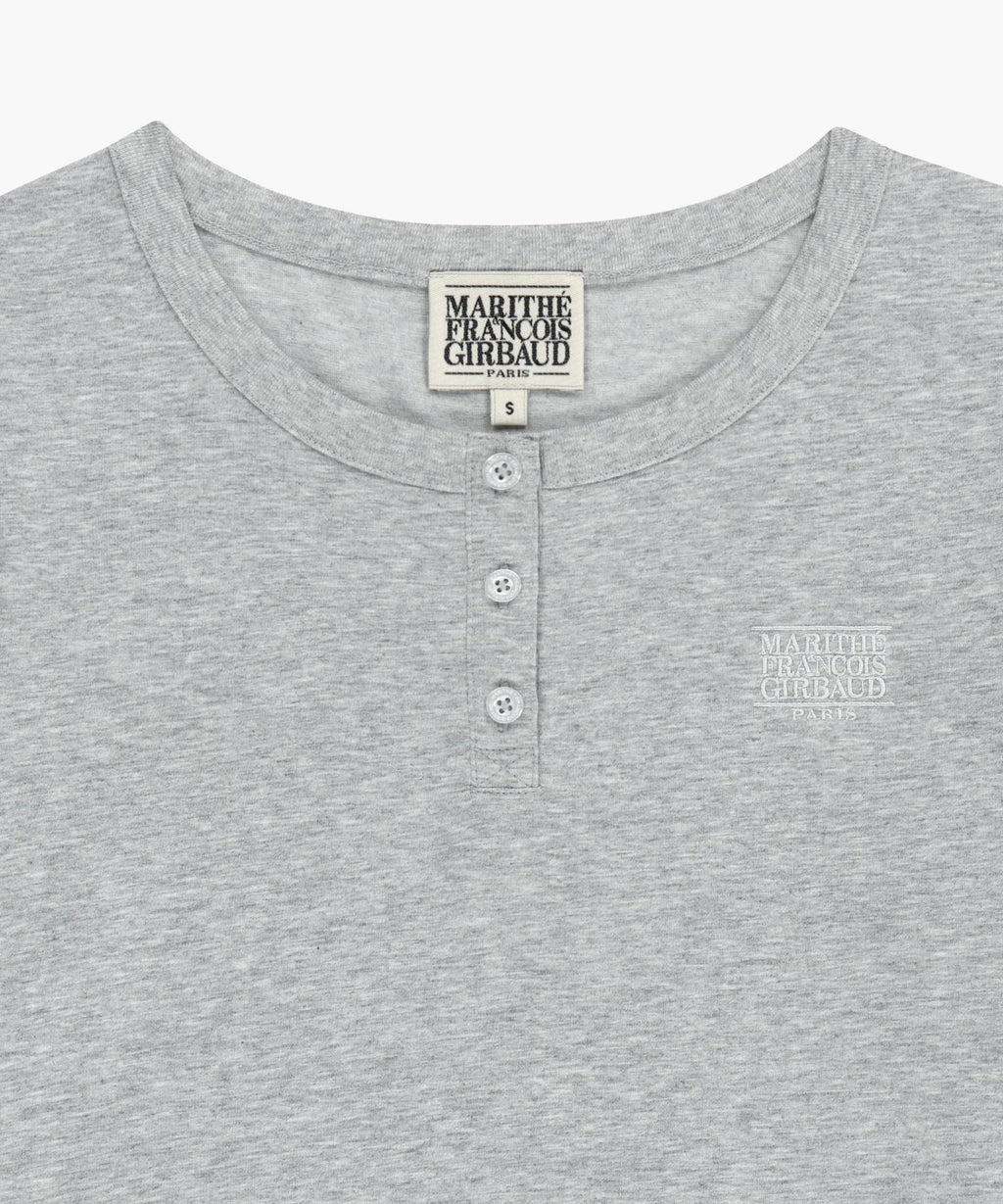Marithe & Francois Girbaud - Small Classic Logo Henley Neck 3/4 Sleeve Tee (Heather Gray) product image 8 | TRAB K-Fashion Australia