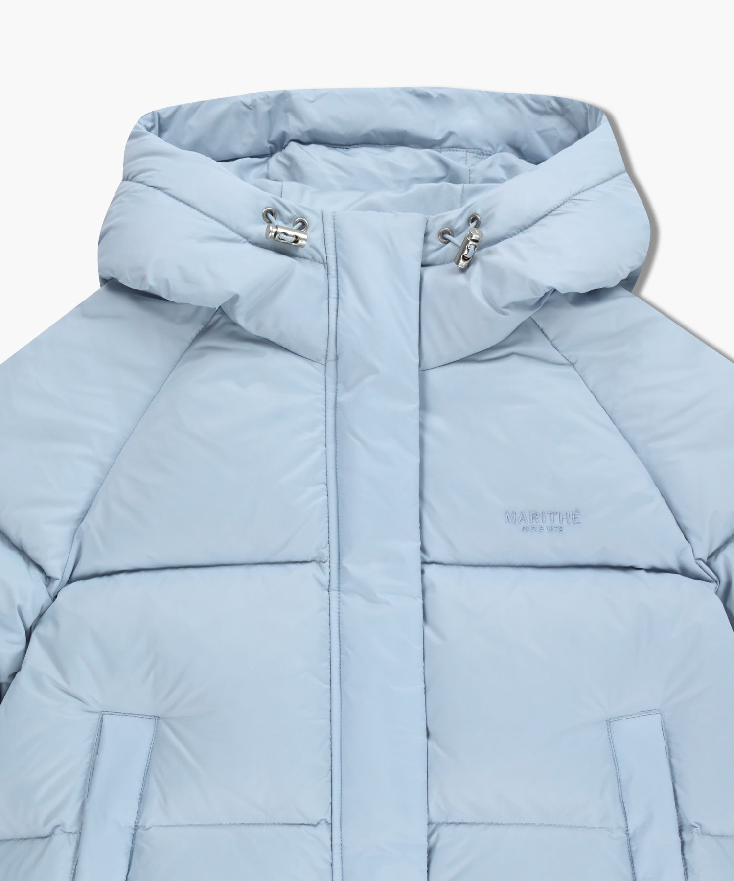 Marithe & Francois Girbaud - Regular Logo Hooded Crop Down Jacket (Light Blue) product image 12 | TRAB K-Fashion Australia