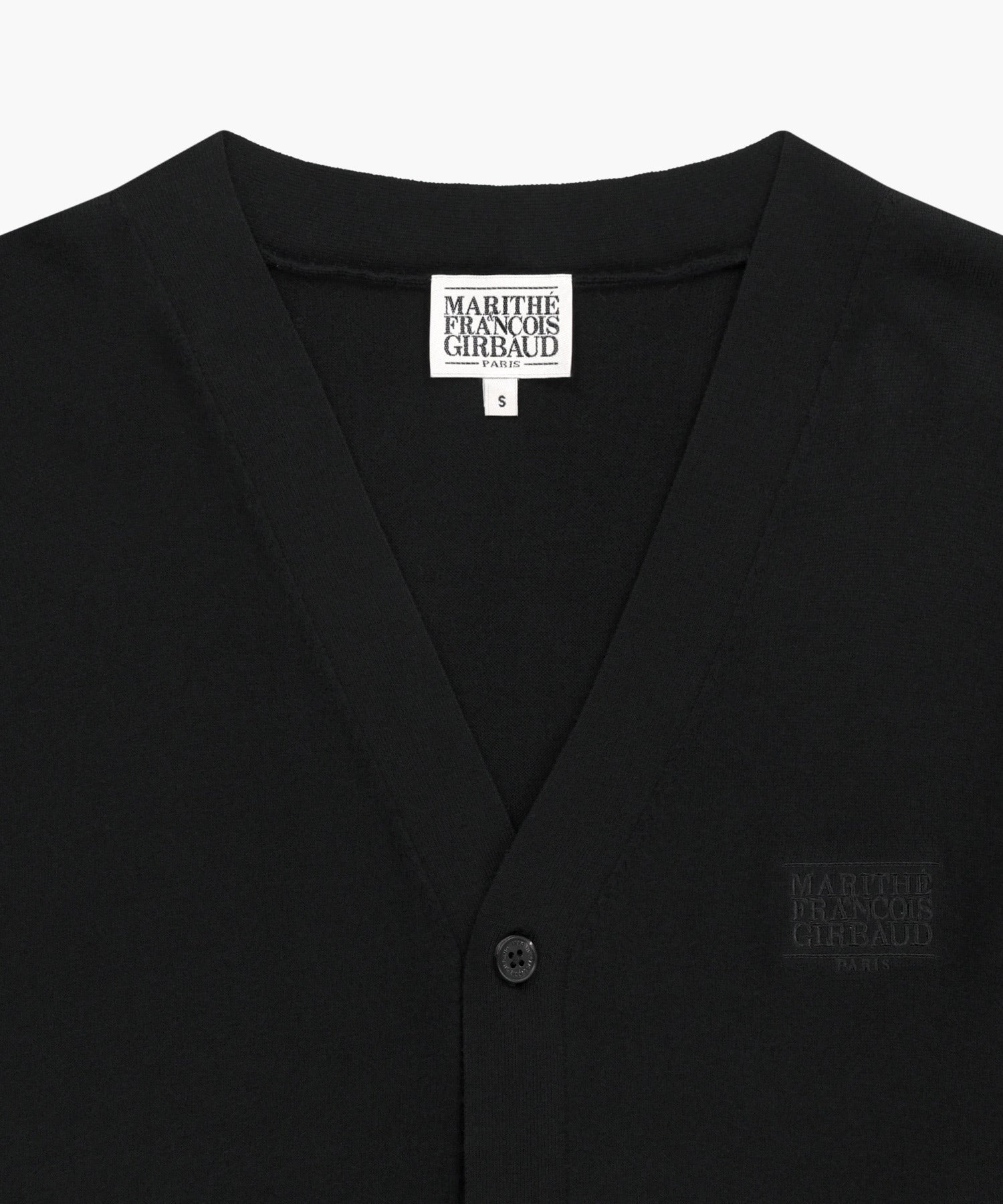 Marithe & Francois Girbaud - Small Classic Logo V-neck Knit Cardigan (Black) product image 8 | TRAB K-Fashion Australia