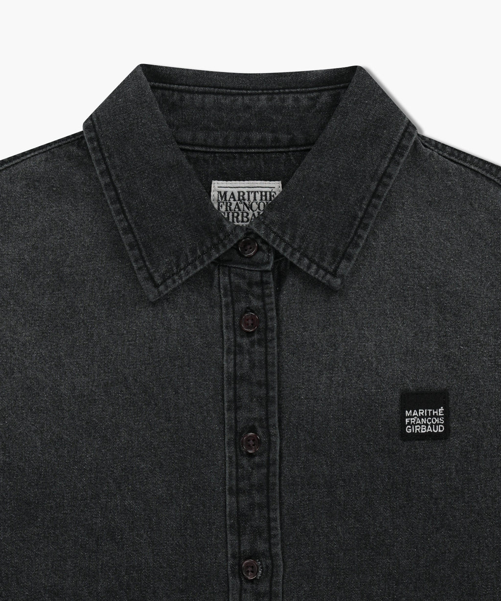 Marithe & Francois Girbaud - Heritage Lettering Logo Denim Crop Shirt (Black) product image 8 | TRAB K-Fashion Australia