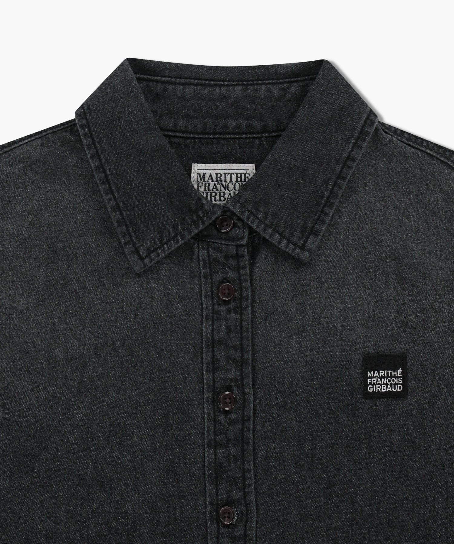 Marithe & Francois Girbaud - Heritage Lettering Logo Denim Crop Shirt (Black) product image 8 | TRAB K-Fashion Australia