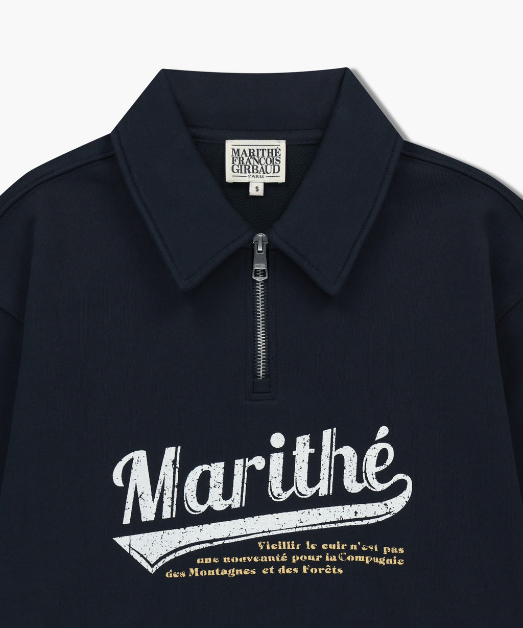 Marithe & Francois Girbaud - Baseball Logo Collar Half Zipup Sweatshirt (Navy) product image 8 | TRAB K-Fashion Australia