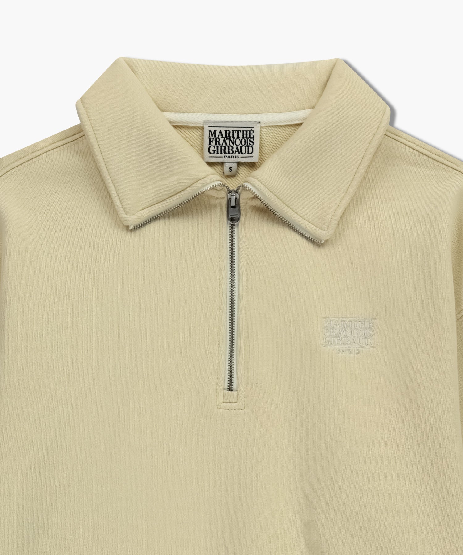 Marithe & Francois Girbaud - Classic Logo Half Zipup Crop Sweatshirt (Light Yellow) product image 8 | TRAB K-Fashion Australia