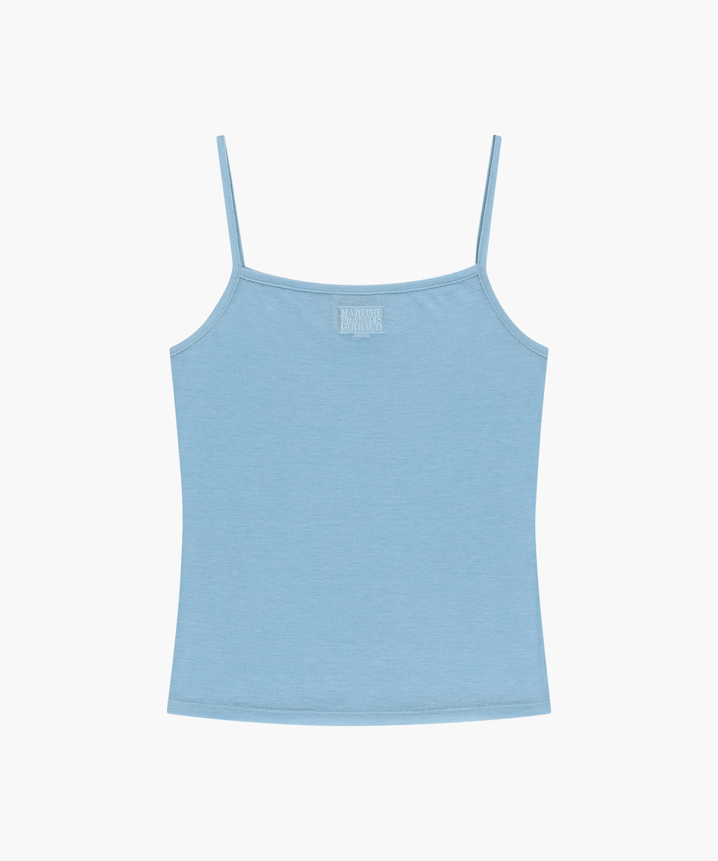 Marithe & Francois Girbaud - Small Classic Logo Sleeveless Layered Slim Crop Tee (Sky Blue) product image 8 | TRAB K-Fashion Australia