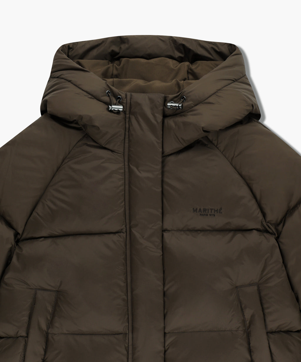 Marithe & Francois Girbaud - Regular Logo Hooded Crop Down Jacket (Brown) product image 8 | TRAB K-Fashion Australia
