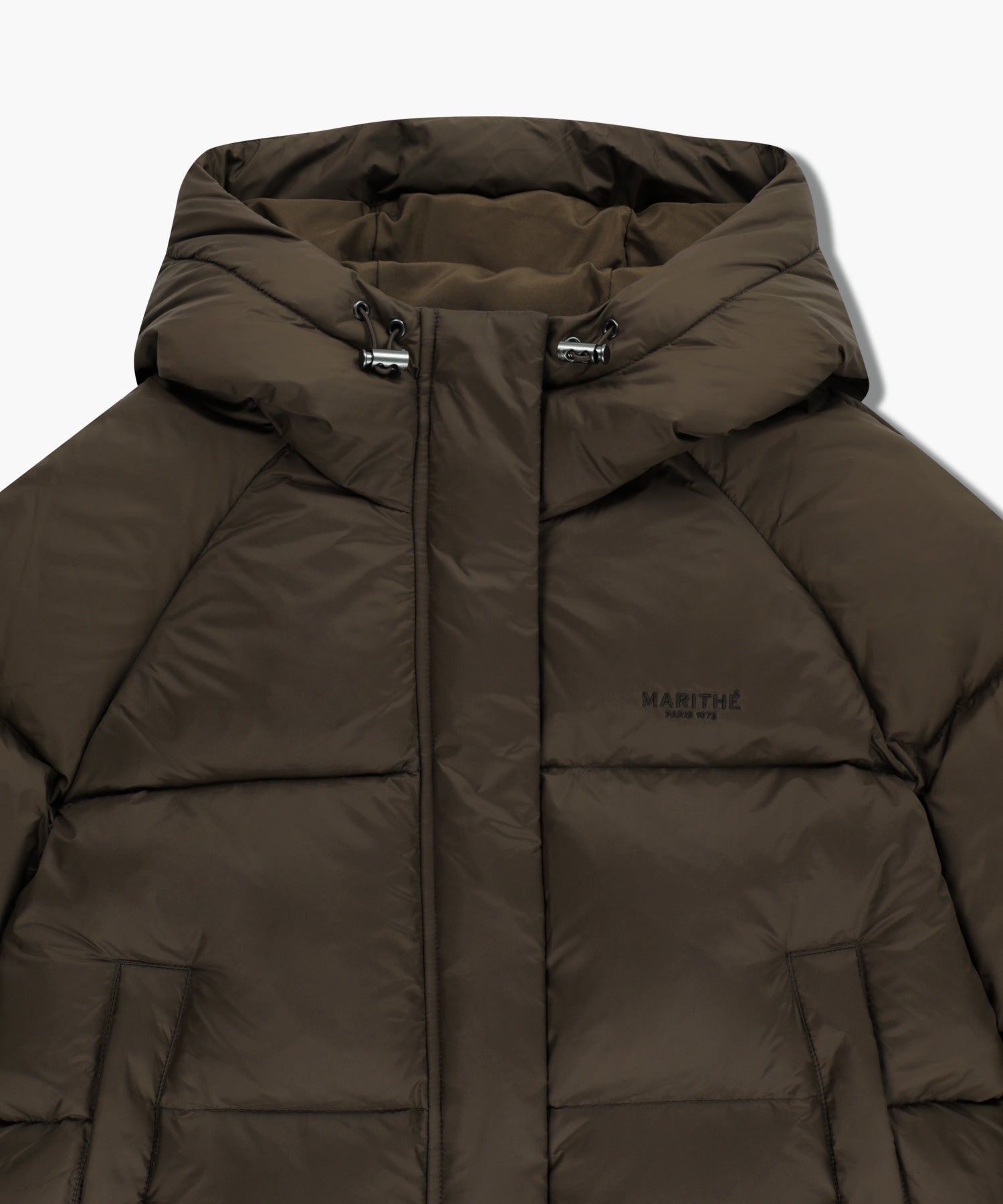 Marithe & Francois Girbaud - Regular Logo Hooded Crop Down Jacket (Brown) product image 8 | TRAB K-Fashion Australia