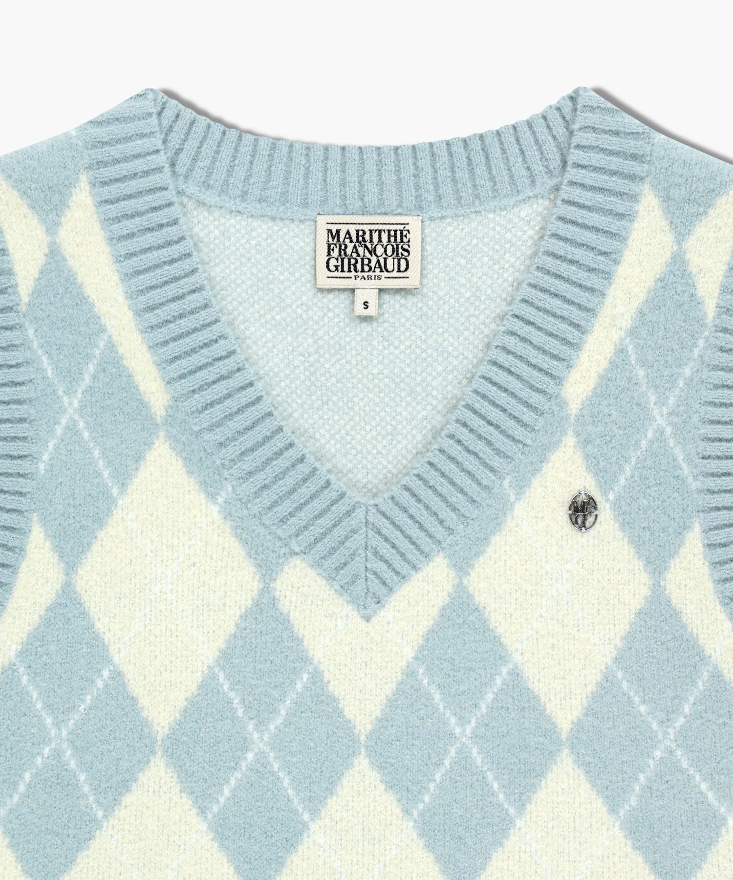 Marithe & Francois Girbaud - Argyle V-neck Knit Vest (Sky Blue) product image 8 | TRAB K-Fashion Australia