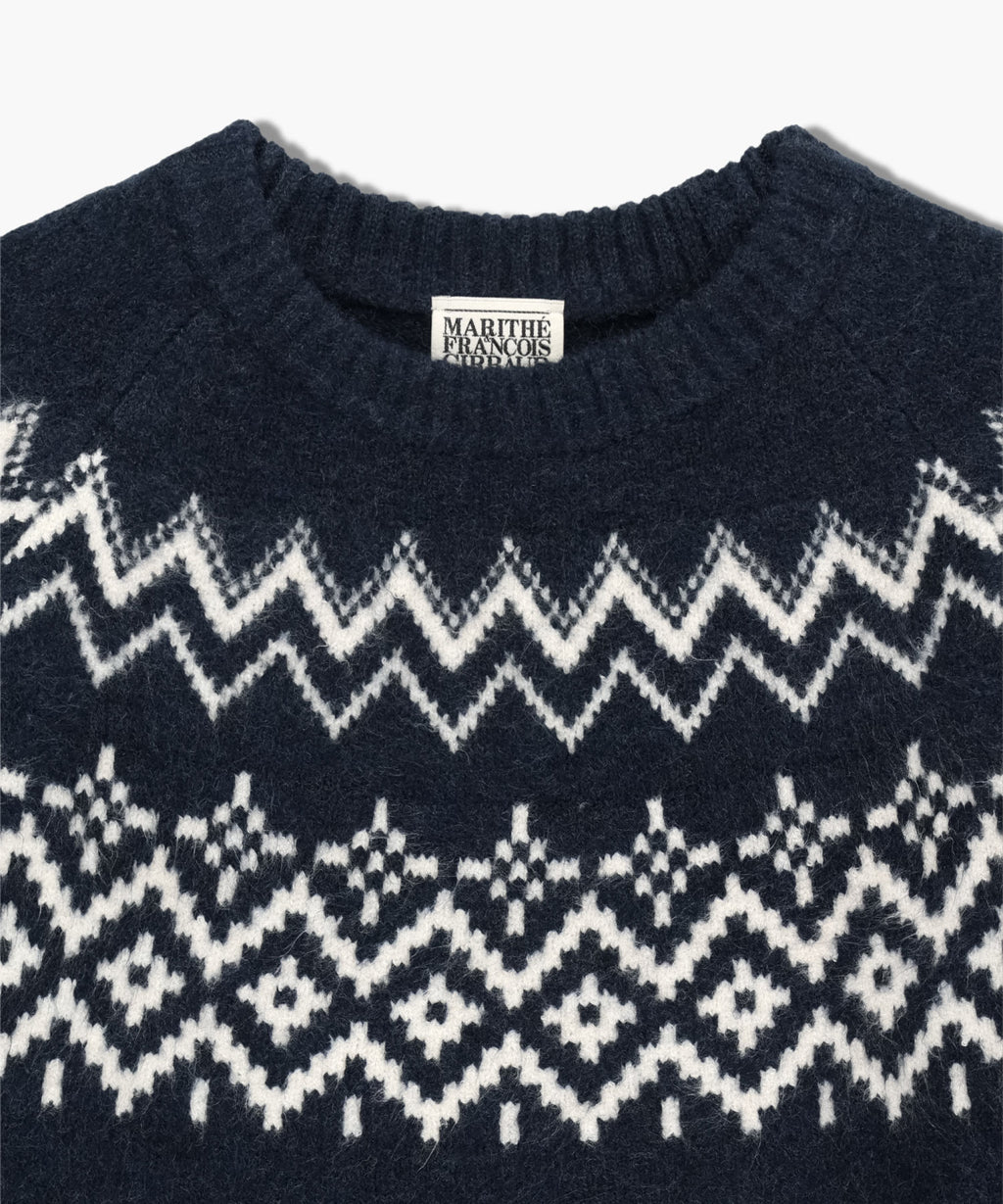 Marithe & Francois Girbaud - Fairisle Crew Neck Knit Pullover (Navy) product image 10 | TRAB K-Fashion Australia
