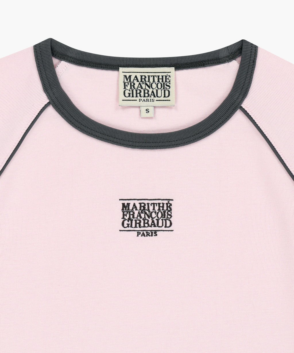 Marithe & Francois Girbaud - Aerocool Small Classic Logo Ringer Slim Crop Tee (Pink) product image 8 | TRAB K-Fashion Australia