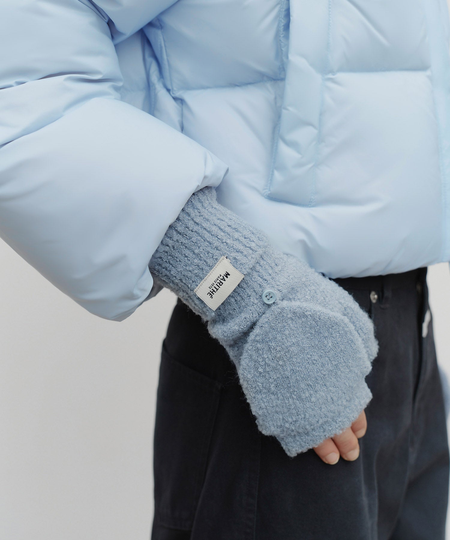 Marithe & Francois Girbaud - Regular Logo Mittens (Ash Blue) product image 8 | TRAB K-Fashion Australia