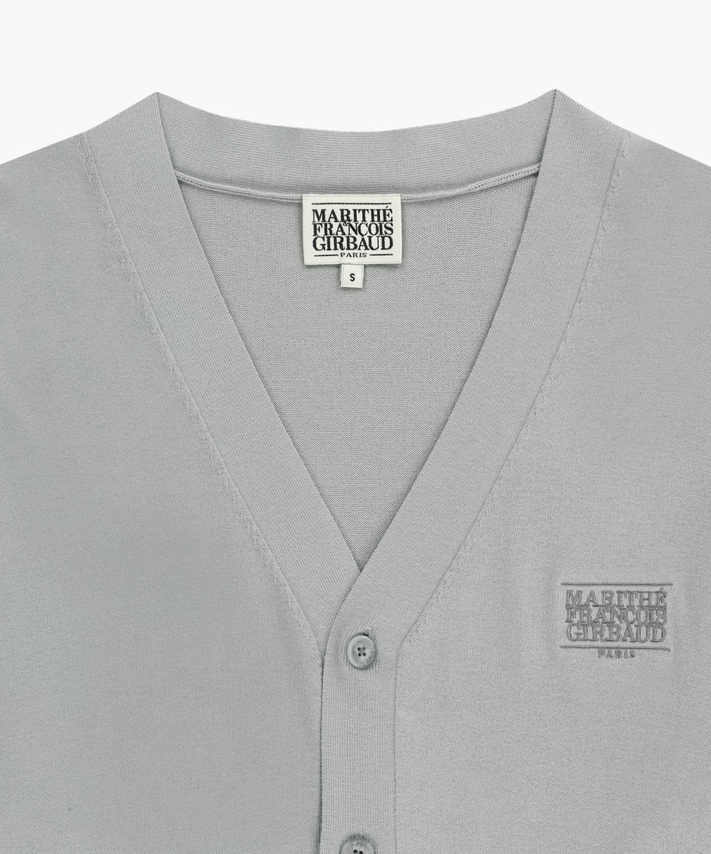 Marithe & Francois Girbaud - Small Classic Logo V-neck Knit Cardigan (Gray) product image 8 | TRAB K-Fashion Australia