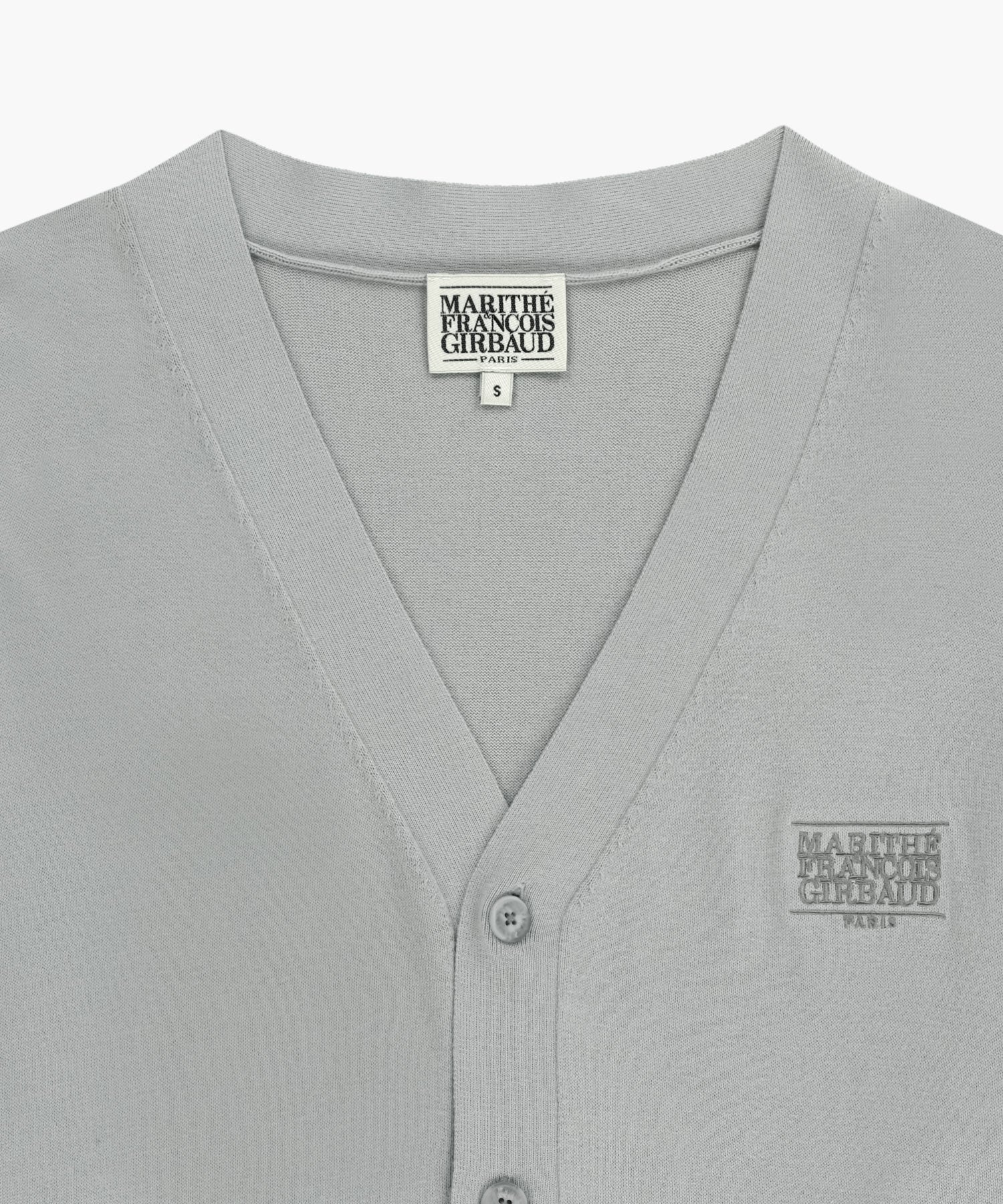 Marithe & Francois Girbaud - Small Classic Logo V-neck Knit Cardigan (Gray) product image 8 | TRAB K-Fashion Australia