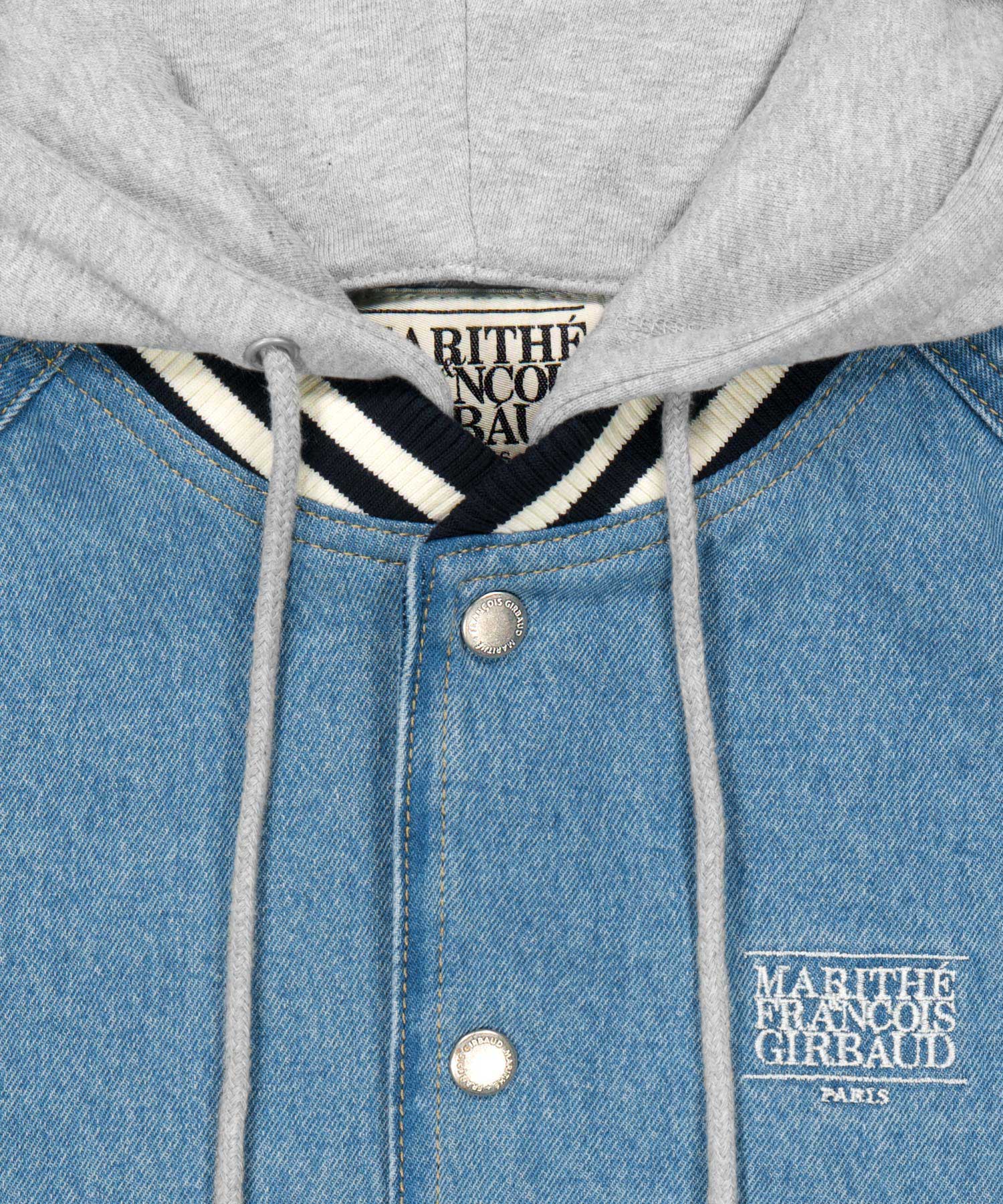 Marithe & Francois Girbaud - Classic Logo Raglan Denim Varsity Jacket (Light Blue) product image 8 | TRAB K-Fashion Australia