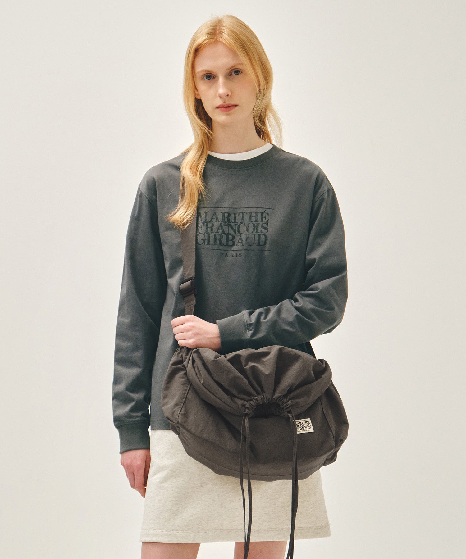 Marithe & Francois Girbaud - Classic Logo String Nylon Cross Bag (Khaki) product image 8 | TRAB K-Fashion Australia