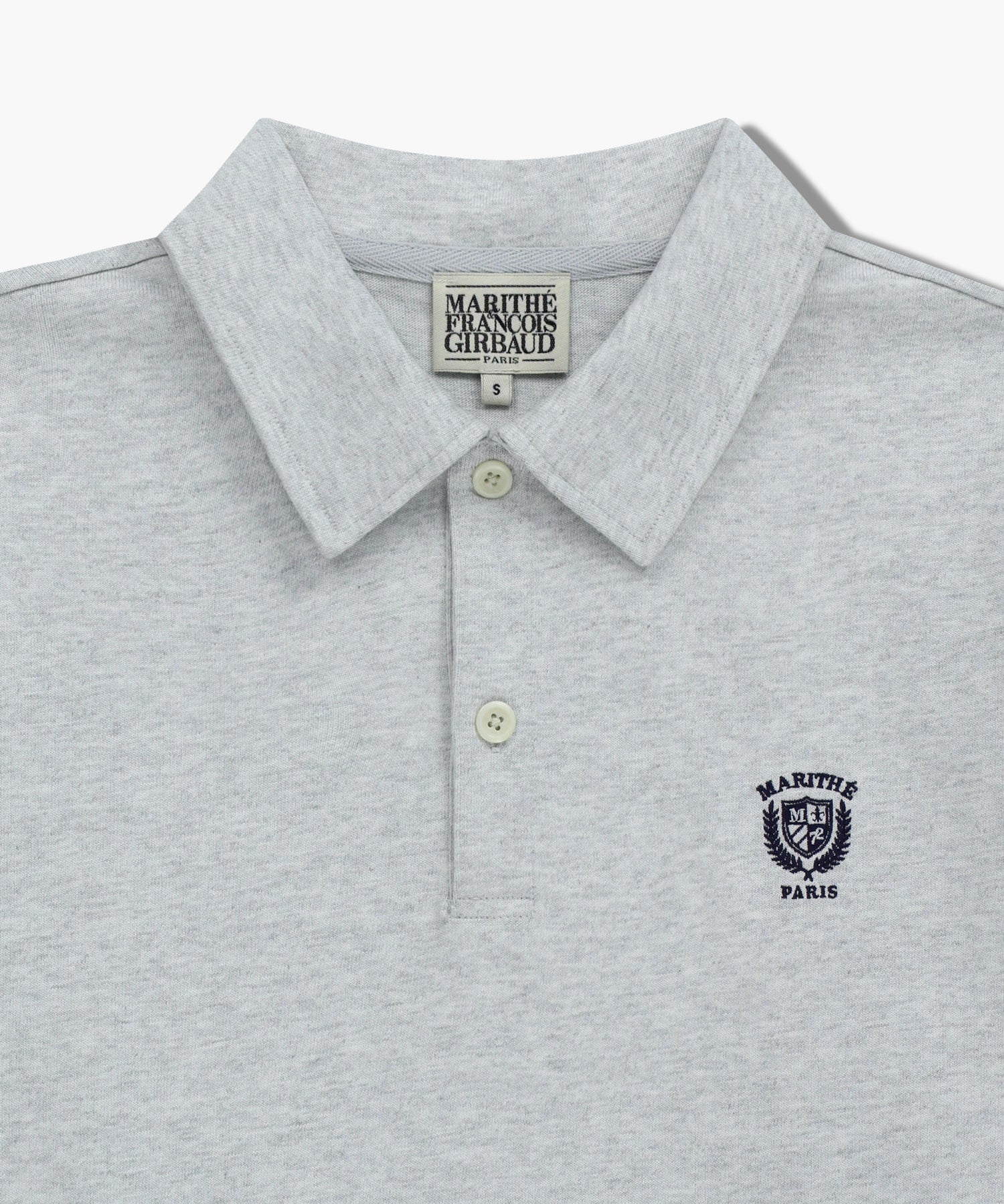 Marithe & Francois Girbaud - Crest Logo Jersey Polo Long Sleeve (Light Heather Gray) product image 8 | TRAB K-Fashion Australia