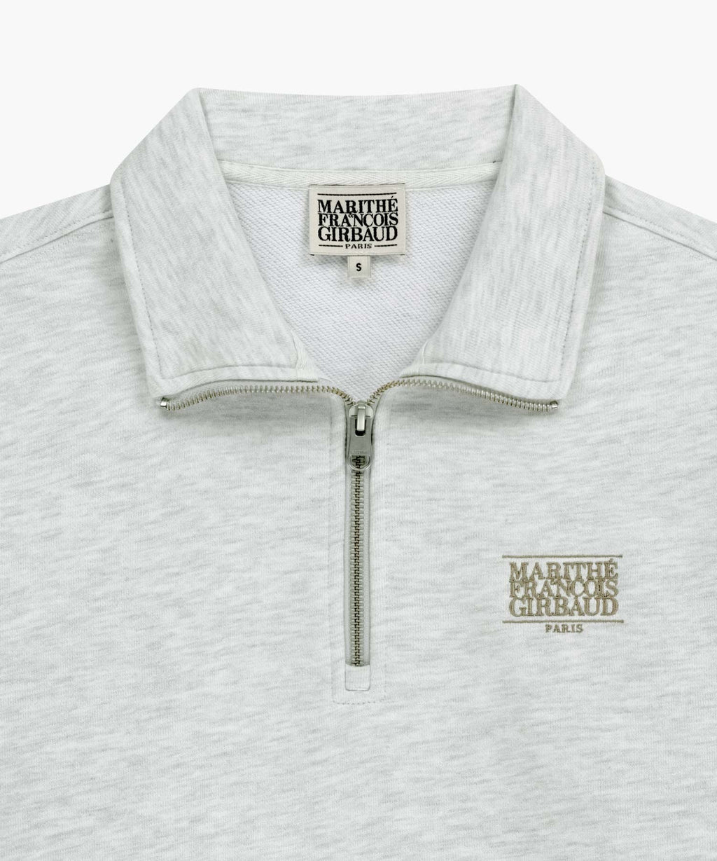 Marithe & Francois Girbaud - Small Classic Logo Half Zipup Sweatshirt (Light Heather Gray) product image 8 | TRAB K-Fashion Australia