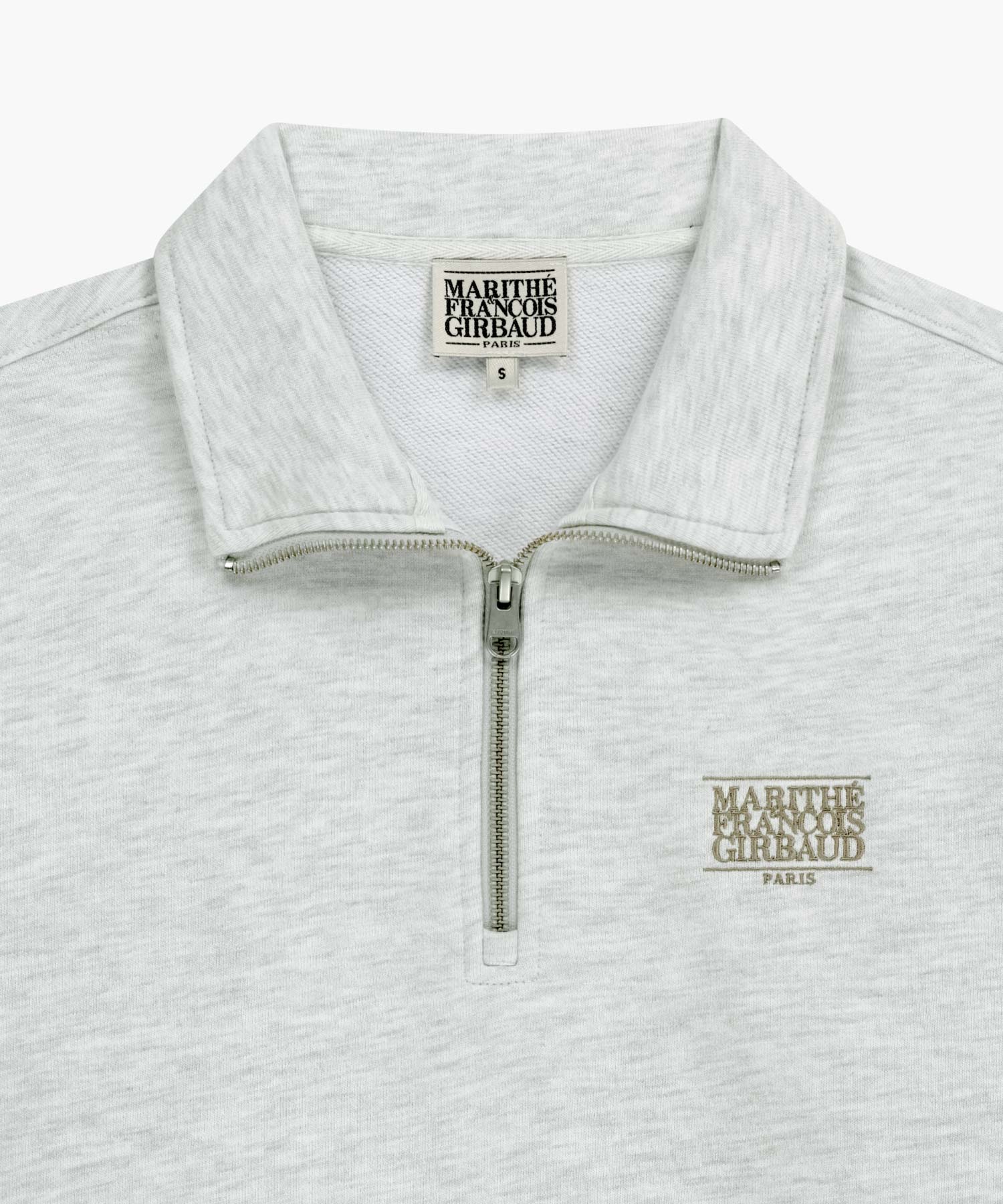 Marithe & Francois Girbaud - Small Classic Logo Half Zipup Sweatshirt (Light Heather Gray) product image 8 | TRAB K-Fashion Australia