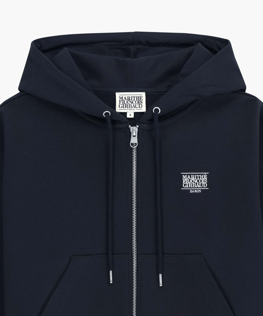 Marithe & Francois Girbaud - Back Classic Logo Crop Hoodie Zipup (Navy) product image 8 | TRAB K-Fashion Australia