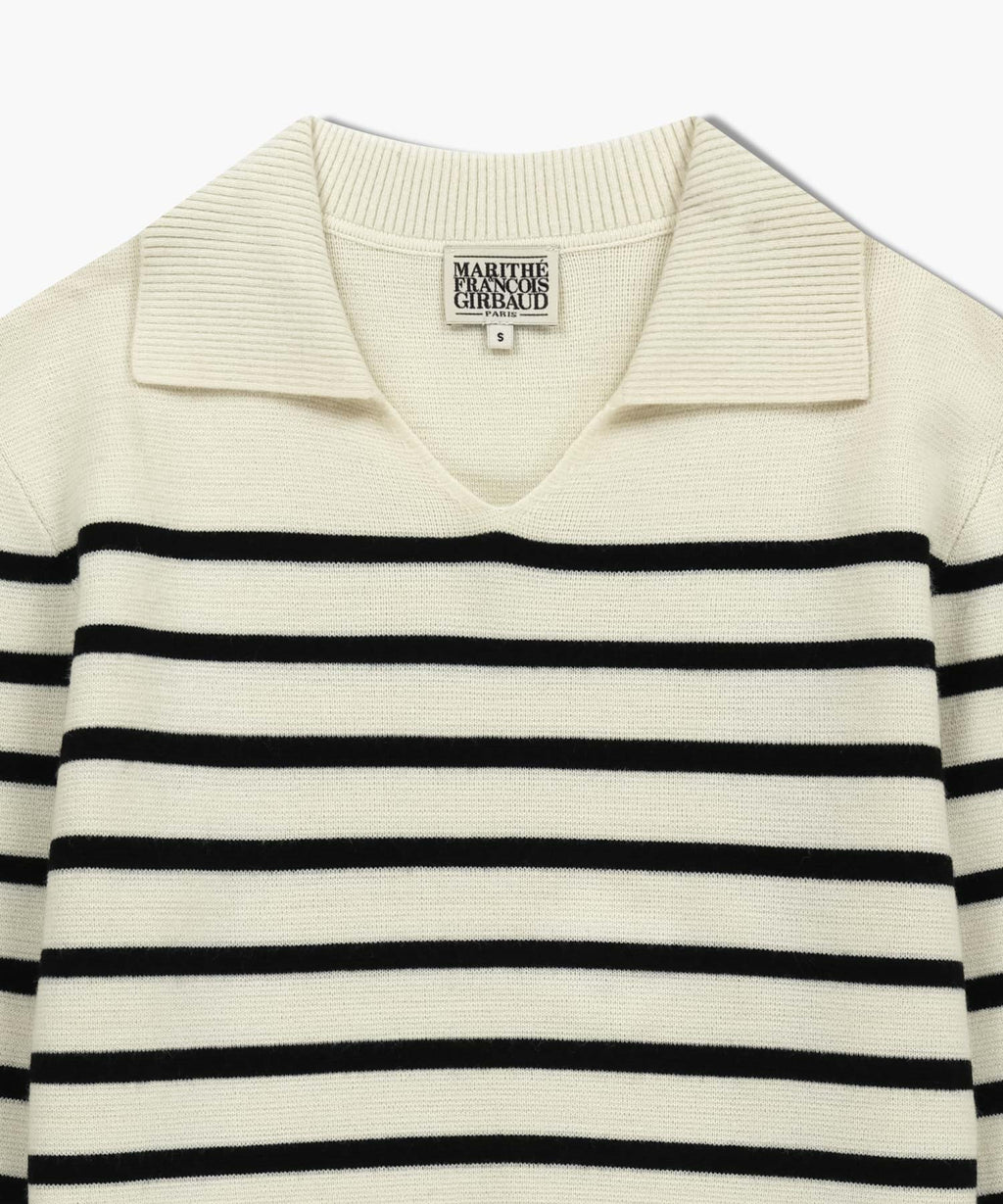 Marithe & Francois Girbaud - Stripe Polo Knit (Ivory) product image 8 | TRAB K-Fashion Australia