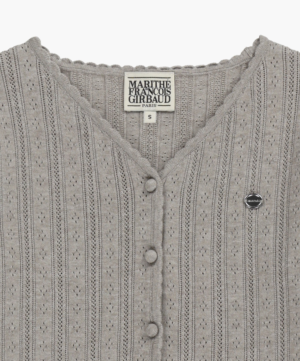 Marithe & Francois Girbaud - V-neck Crochet Knit Cardigan (Heather Gray) product image 8 | TRAB K-Fashion Australia