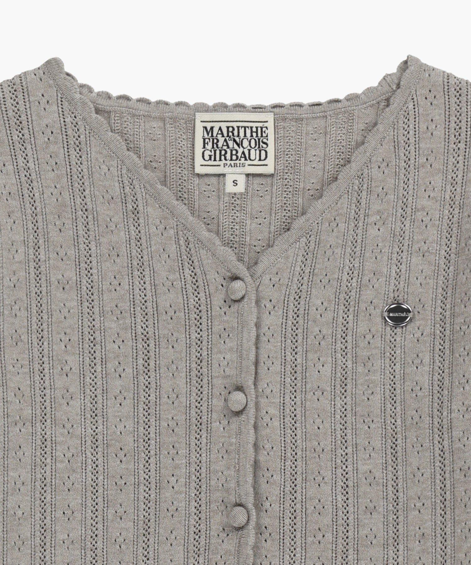 Marithe & Francois Girbaud - V-neck Crochet Knit Cardigan (Heather Gray) product image 8 | TRAB K-Fashion Australia