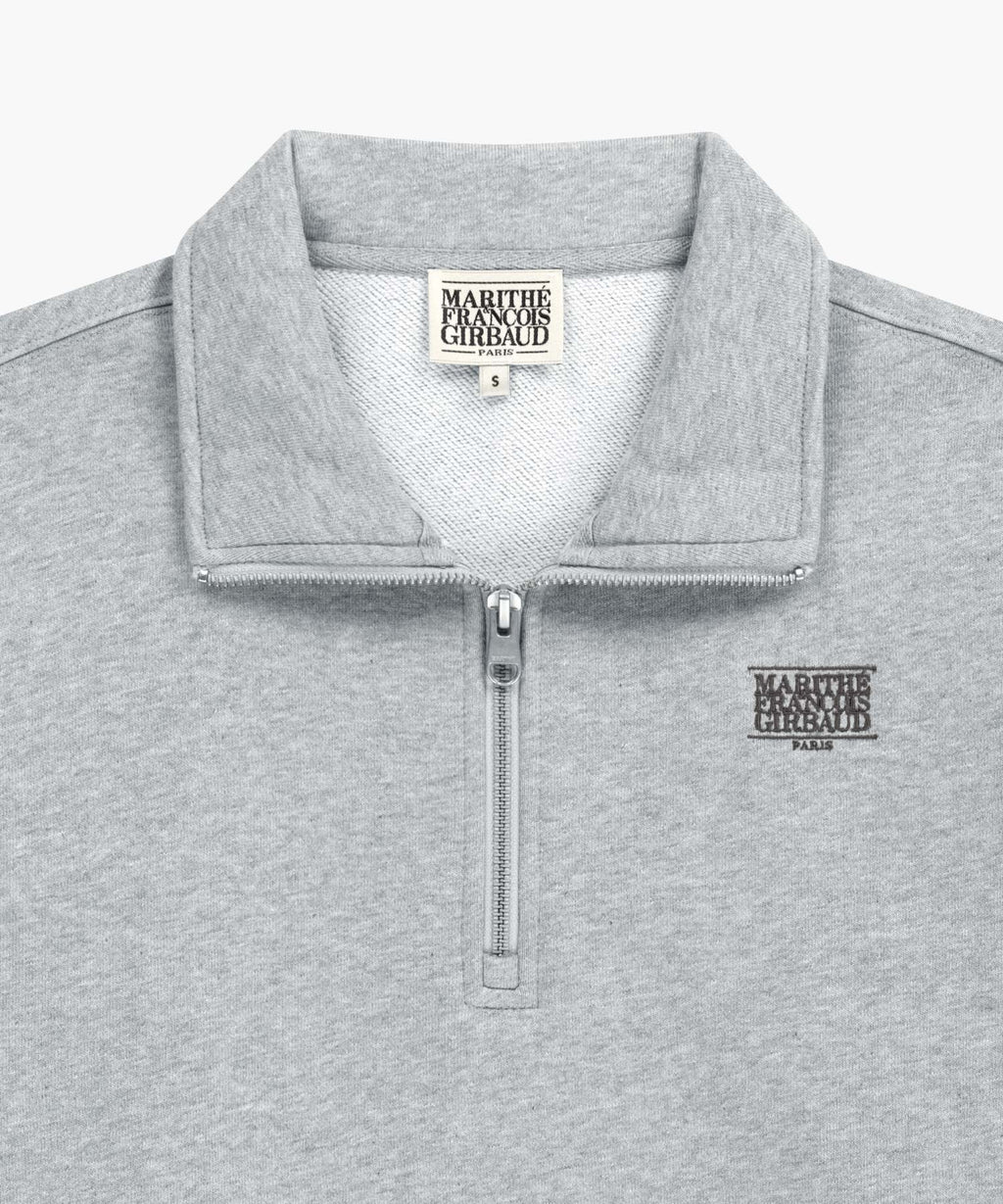 Marithe & Francois Girbaud - Small Classic Logo Half Zipup Crop Sweatshirt (Heather Gray) product image 8 | TRAB K-Fashion Australia