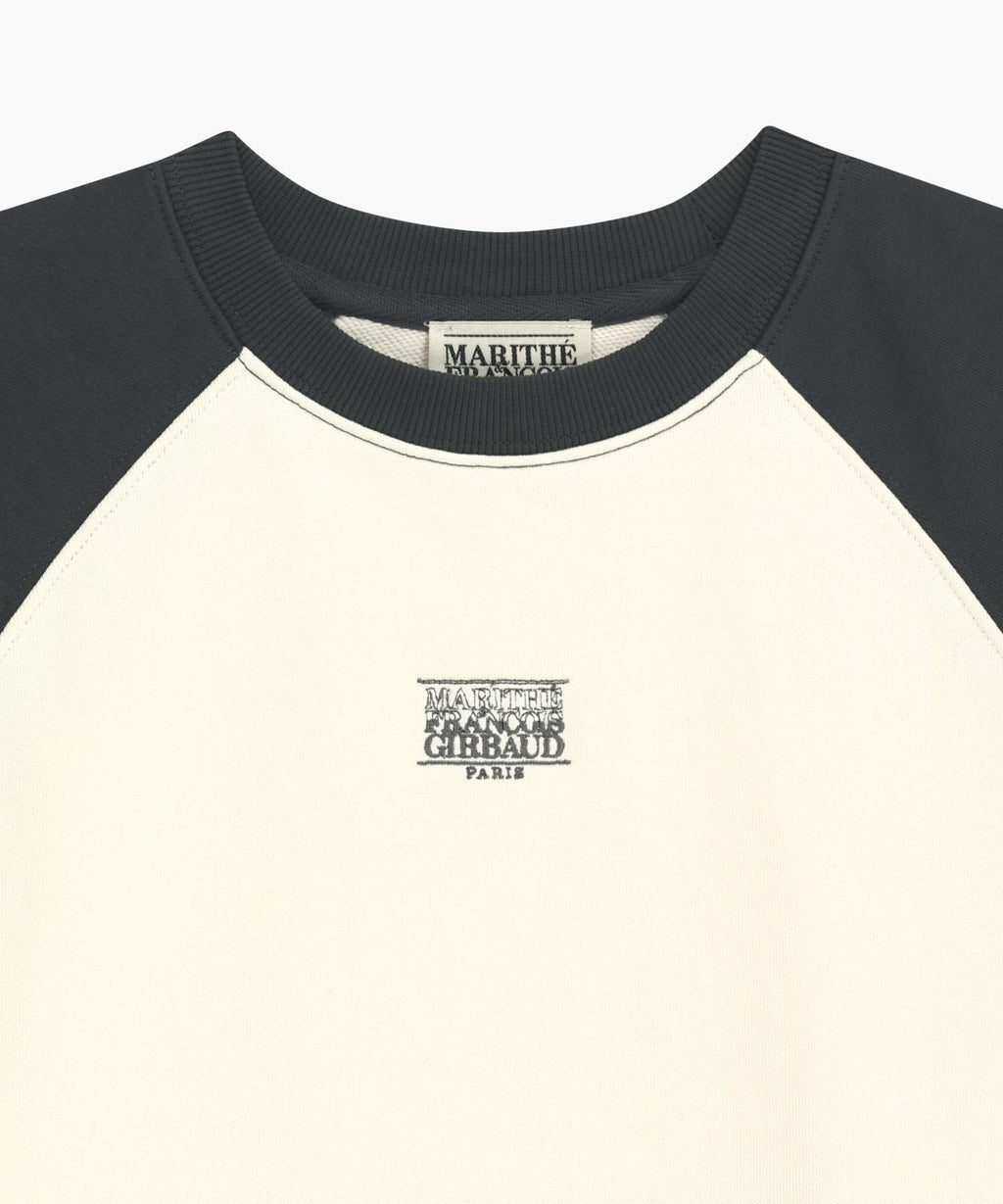 Marithe & Francois Girbaud - Block Classic Logo Raglan Crop Sweatshirt (Charcoal) product image 8 | TRAB K-Fashion Australia