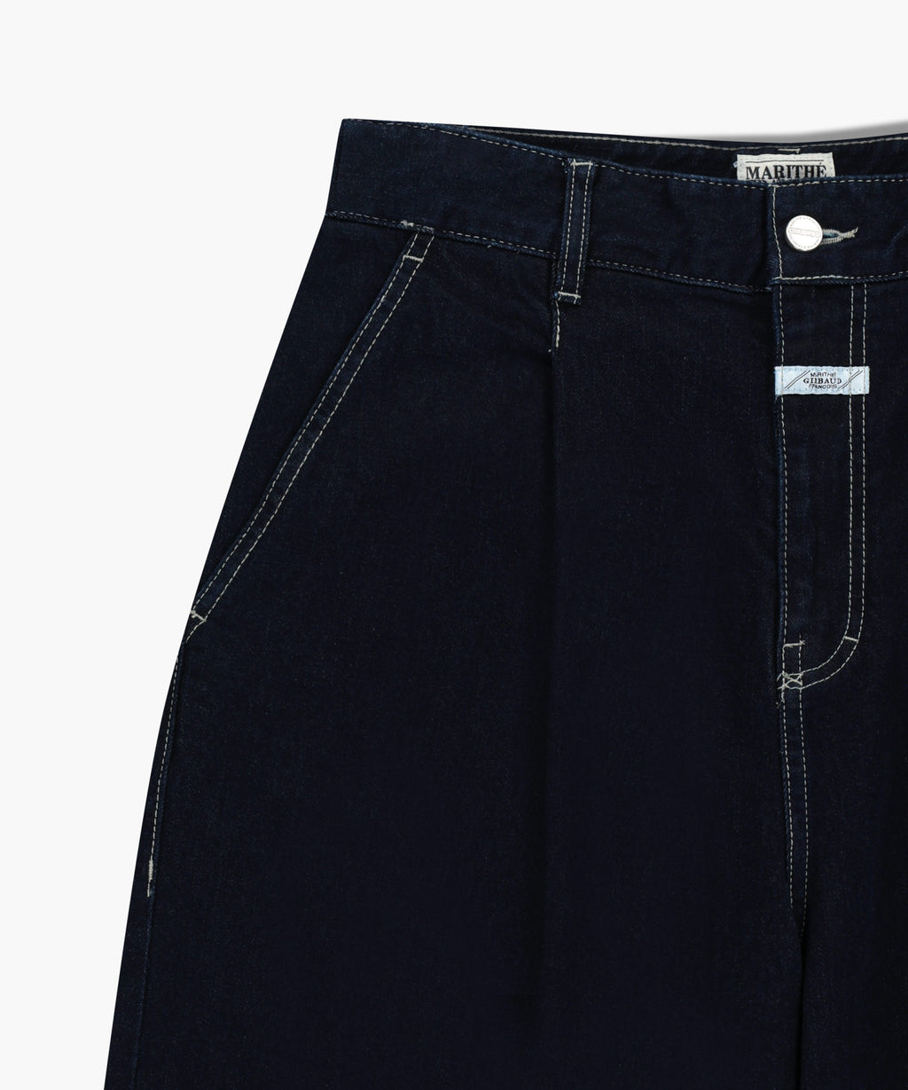 Marithe & Francois Girbaud - Low-waist Tuck Wide Denim Pants (Dark Blue) product image 10 | TRAB K-Fashion Australia