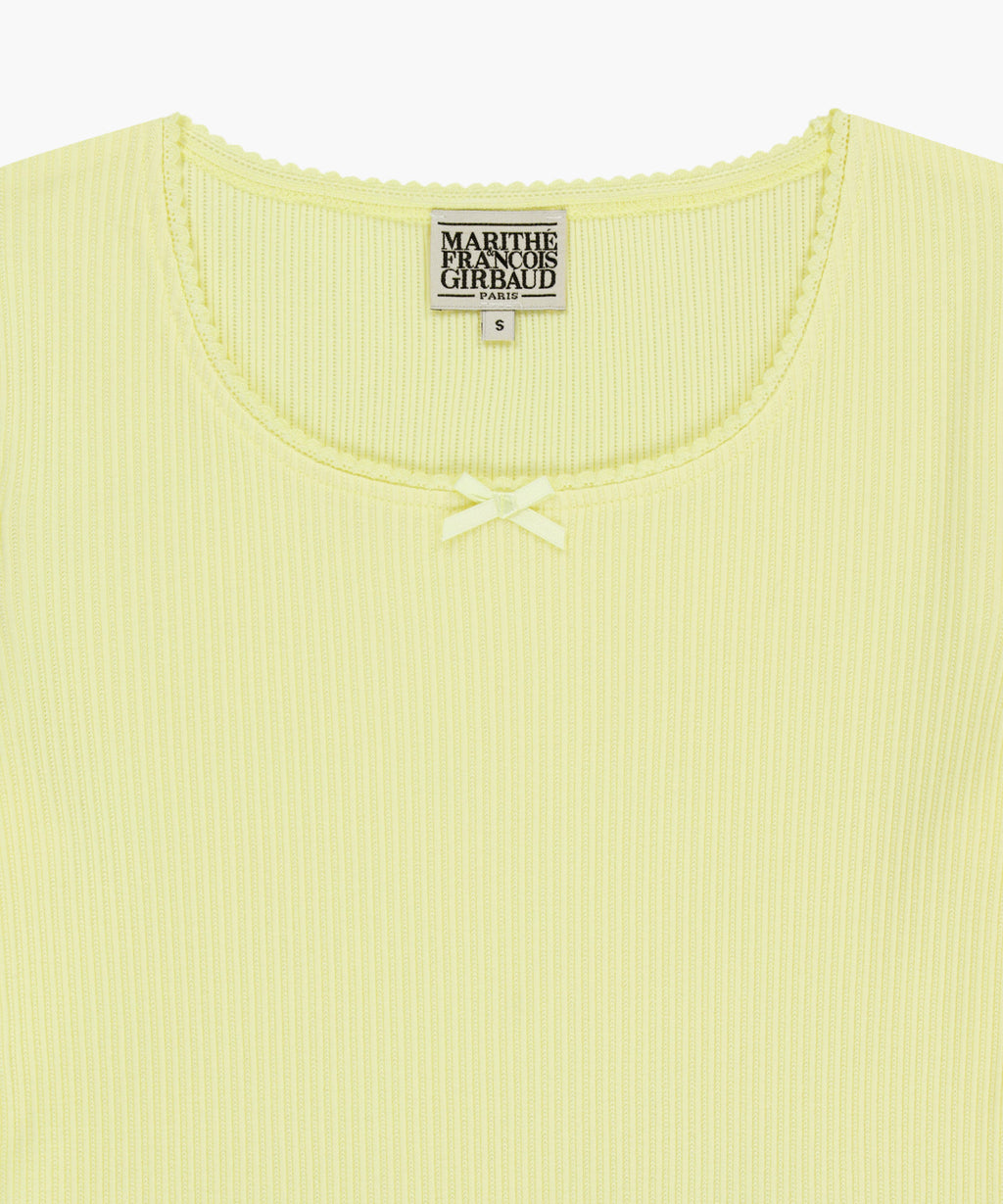 Marithe & Francois Girbaud - Square Neck Lace Detail Tee (Light Yellow) product image 8 | TRAB K-Fashion Australia