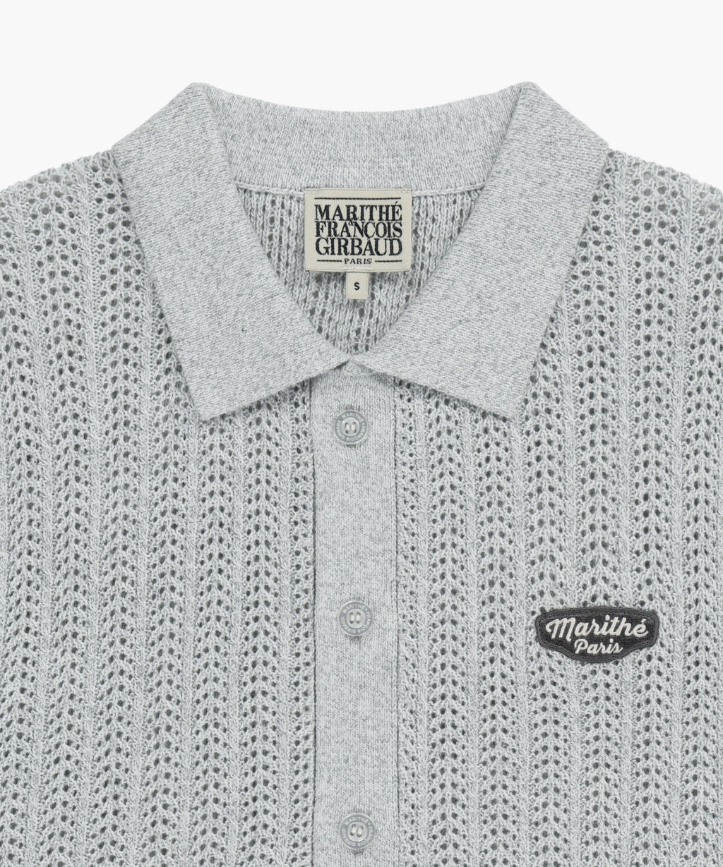 Marithe & Francois Girbaud - Wappen Crochet Half Knit Cardigan (Heather Gray) product image 8 | TRAB K-Fashion Australia