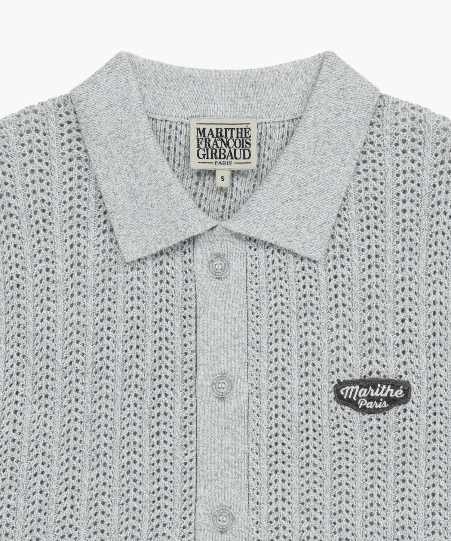 Marithe & Francois Girbaud - Wappen Crochet Half Knit Cardigan (Heather Gray) product image 8 | TRAB K-Fashion Australia